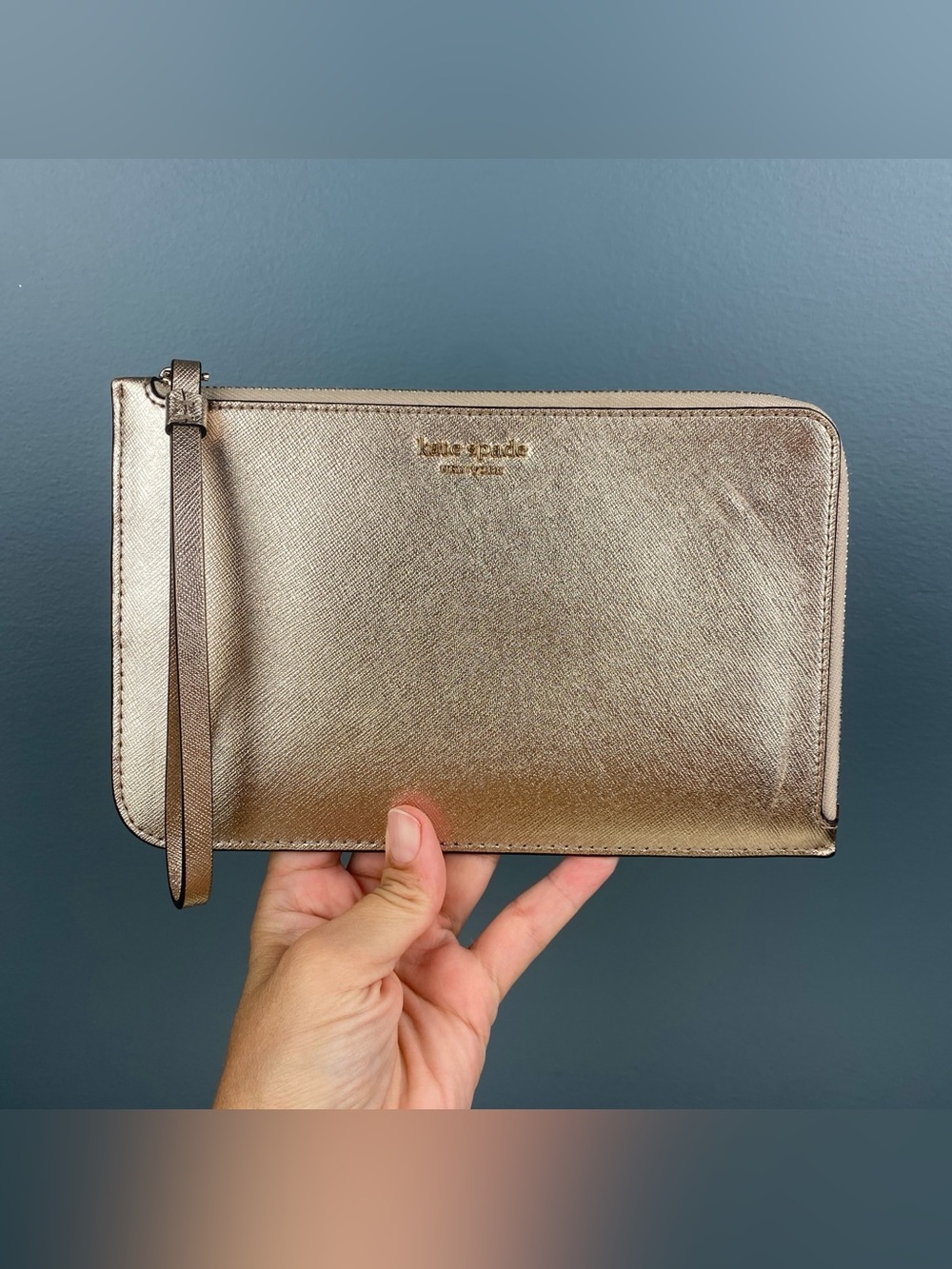 Kate Spade New York Wristlet/Wallet Shiny Rose Gold Metallic Slim
